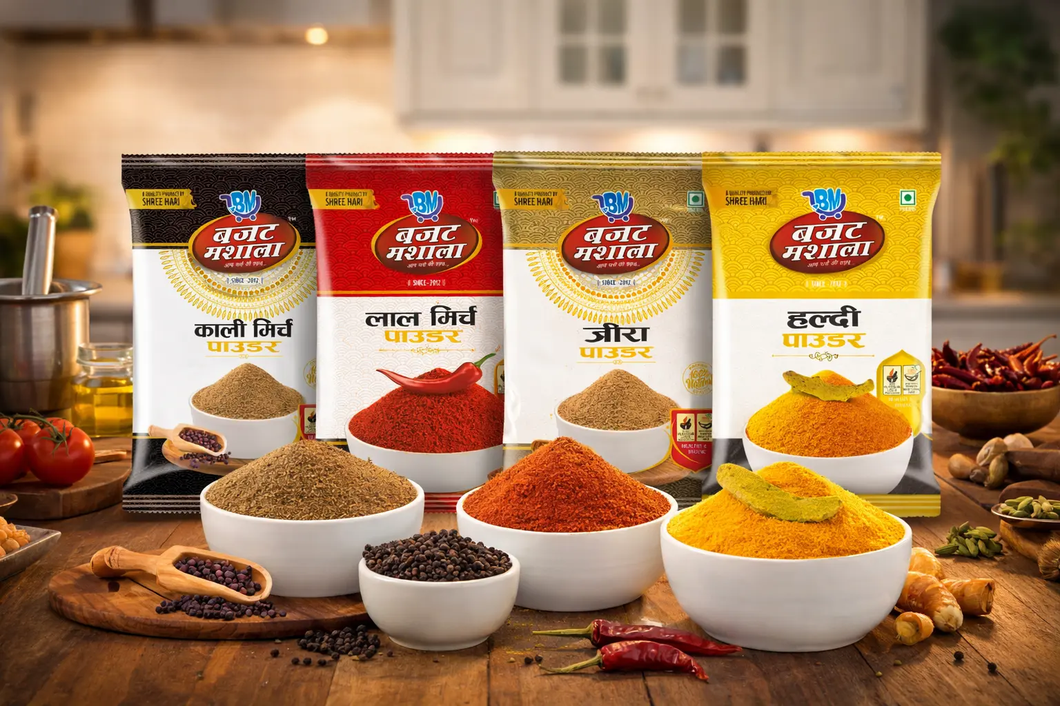 Spices in the kitchen setting